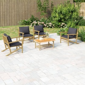 5-piece bamboo garden furniture set with dark gray cushions by vidaXL, Garden sets - Ref: Foro24-3156476, Price: 514,99 €, Di...