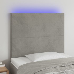 Cabecero con luces LED terciopelo gris claro 90x5x118/128 cm de vidaXL, Cabeceros y pies de cama - Ref: Foro24-3122180, Preci...