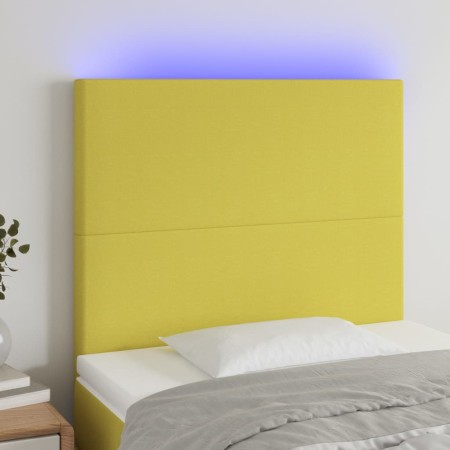 Headboard with LED lights green fabric 100x5x118/128 cm by vidaXL, Headboards and footboards - Ref: Foro24-3122141, Price: 67...