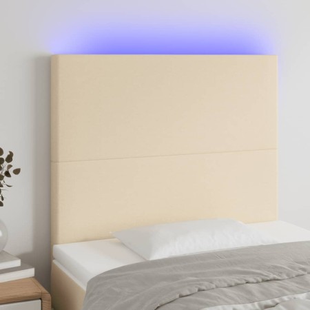 Kopfteil mit LED-Leuchten, cremefarbener Stoff, 90 x 5 x 118/128 cm von vidaXL, Kopf- und Fußteile - Ref: Foro24-3122131, Pre...