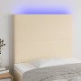 Headboard with LED lights cream fabric 90x5x118/128 cm by vidaXL, Headboards and footboards - Ref: Foro24-3122131, Price: 76,...