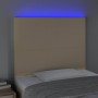 Headboard with LED lights cream fabric 90x5x118/128 cm by vidaXL, Headboards and footboards - Ref: Foro24-3122131, Price: 76,...