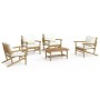 5-piece garden furniture set made of bamboo with cream white cushions by vidaXL, Garden sets - Ref: Foro24-3156477, Price: 51...