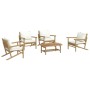 5-piece garden furniture set made of bamboo with cream white cushions by vidaXL, Garden sets - Ref: Foro24-3156477, Price: 51...