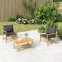 3-teiliges Gartenmöbel-Set aus Bambus mit dunkelgrauen Kissen von vidaXL, Gartensets - Ref: Foro24-3156478, Preis: 317,94 €, ...