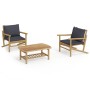 3-piece bamboo garden furniture set with dark gray cushions by vidaXL, Garden sets - Ref: Foro24-3156478, Price: 317,94 €, Di...