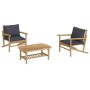 Set de muebles de jardín 3 piezas bambú con cojines gris oscuro de vidaXL, Conjuntos de jardín - Ref: Foro24-3156478, Precio:...