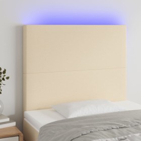 Headboard with LED lights cream fabric 80x5x118/128 cm by vidaXL, Headboards and footboards - Ref: Foro24-3122123, Price: 68,...