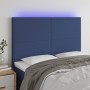 Cabecero con luces LED tela azul 144x5x118/128 cm de vidaXL, Cabeceros y pies de cama - Ref: Foro24-3122148, Precio: 118,16 €...