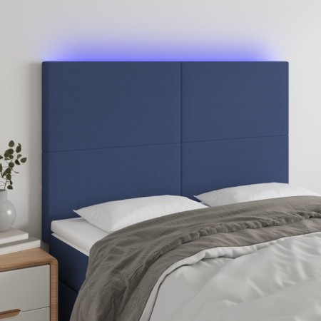 Cabecero con luces LED tela azul 144x5x118/128 cm de vidaXL, Cabeceros y pies de cama - Ref: Foro24-3122148, Precio: 118,99 €...