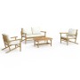 Garden furniture set 4 pieces bamboo and cream white cushions by vidaXL, Garden sets - Ref: Foro24-3156471, Price: 453,76 €, ...