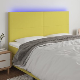 Headboard with LED lights green fabric 200x5x118/128 cm by vidaXL, Headboards and footboards - Ref: Foro24-3122173, Price: 11...