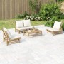 Garden furniture set 4 pieces bamboo and cream white cushions by vidaXL, Garden sets - Ref: Foro24-3156481, Price: 458,81 €, ...