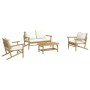 Garden furniture set 4 pieces bamboo and cream white cushions by vidaXL, Garden sets - Ref: Foro24-3156471, Price: 453,76 €, ...