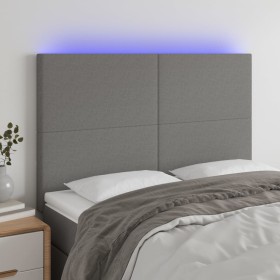 Cabecero con luces LED tela gris oscuro 144x5x118/128 cm de vidaXL, Cabeceros y pies de cama - Ref: Foro24-3122143, Precio: 1...