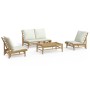 Garden furniture set 4 pieces bamboo and cream white cushions by vidaXL, Garden sets - Ref: Foro24-3156481, Price: 458,81 €, ...