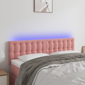 Pink velvet headboard with LED 144x5x78/88 cm by vidaXL, Headboards and footboards - Ref: Foro24-3122099, Price: 65,74 €, Dis...