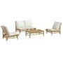 Garden furniture set 4 pieces bamboo and cream white cushions by vidaXL, Garden sets - Ref: Foro24-3156481, Price: 458,81 €, ...