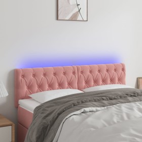 Rosa Samtkopfteil mit LED 144x7x78/88 cm von vidaXL, Kopf- und Fußteile - Ref: Foro24-3122001, Preis: 78,81 €, Rabatt: %