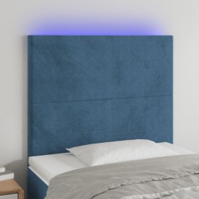 Headboard with LED lights dark blue velvet 80x5x118/128 cm by vidaXL, Headboards and footboards - Ref: Foro24-3122178, Price:...