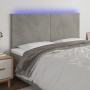 Light gray velvet headboard with LED lights 160x5x118/128 cm by vidaXL, Headboards and footboards - Ref: Foro24-3122198, Pric...