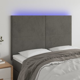 Kopfteil mit LED-Leuchten, dunkelgrauer Samt, 144 x 5 x 118/128 cm von vidaXL, Kopf- und Fußteile - Ref: Foro24-3122193, Prei...