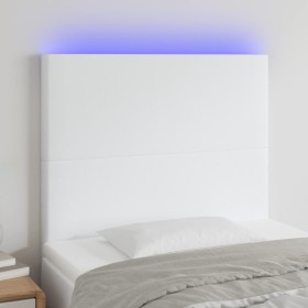 Headboard with LED lights white synthetic leather 90x5x118/128 cm by vidaXL, Headboards and footboards - Ref: Foro24-3122223,...