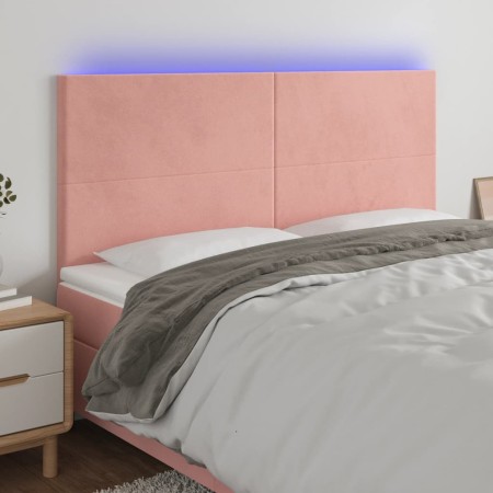 Cabecero con luces LED terciopelo rosa 160x5x118/128 cm de vidaXL, Cabeceros y pies de cama - Ref: Foro24-3122203, Precio: 11...