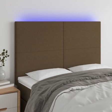 Headboard with LED lights dark brown fabric 144x5x118/128 cm by vidaXL, Headboards and footboards - Ref: Foro24-3122145, Pric...