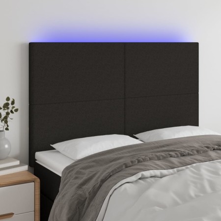 Headboard with LED lights black fabric 144x5x118/128 cm by vidaXL, Headboards and footboards - Ref: Foro24-3122144, Price: 11...