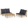 Set de muebles de jardín 3 piezas bambú con cojines gris oscuro de vidaXL, Conjuntos de jardín - Ref: Foro24-3156482, Precio:...