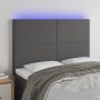 Cabecero con luces LED cuero sintético gris 144x5x118/128 cm de vidaXL, Cabeceros y pies de cama - Ref: Foro24-3122238, Preci...