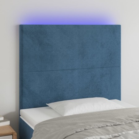 Cabecero con luces LED terciopelo azul oscuro 90x5x118/128 cm de vidaXL, Cabeceros y pies de cama - Ref: Foro24-3122184, Prec...