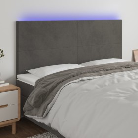 Cabecero con luces LED terciopelo gris oscuro 160x5x118/128 cm de vidaXL, Cabeceros y pies de cama - Ref: Foro24-3122199, Pre...