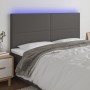 Cabecero con luces LED cuero sintético gris 160x5x118/128 cm de vidaXL, Cabeceros y pies de cama - Ref: Foro24-3122244, Preci...