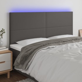 Kopfteil mit LED-Leuchten, graues Kunstleder, 160 x 5 x 118/128 cm von vidaXL, Kopf- und Fußteile - Ref: Foro24-3122244, Prei...