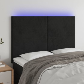 Cabecero con luces LED terciopelo negro 144x5x118/128 cm de vidaXL, Cabeceros y pies de cama - Ref: Foro24-3122194, Precio: 1...