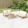 Garden furniture set 3 pieces bamboo and cream white cushions by vidaXL, Garden sets - Ref: Foro24-3156483, Price: 438,47 €, ...