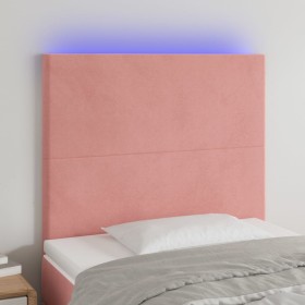 Cabecero con luces LED terciopelo rosa 80x5x118/128 cm de vidaXL, Cabeceros y pies de cama - Ref: Foro24-3122179, Precio: 64,...