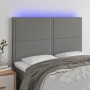 Kopfteil mit LED-Leuchten aus dunkelgrauem Stoff, 144 x 5 x 118/128 cm von vidaXL, Kopf- und Fußteile - Ref: Foro24-3122283, ...