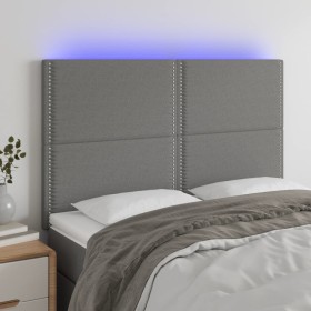 Cabecero con luces LED tela gris oscuro 144x5x118/128 cm de vidaXL, Cabeceros y pies de cama - Ref: Foro24-3122283, Precio: 1...