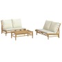 Set de muebles de jardín 3 piezas bambú y cojines blanco crema de vidaXL, Conjuntos de jardín - Ref: Foro24-3156483, Precio: ...