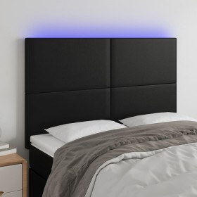 Headboard with LED lights black synthetic leather 144x5x118/128 cm by vidaXL, Headboards and footboards - Ref: Foro24-3122234...