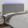 Kopfteil mit LED-Leuchten aus dunkelgrauem Stoff, 200 x 5 x 118/128 cm von vidaXL, Kopf- und Fußteile - Ref: Foro24-3122167, ...