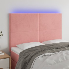 Cabecero con luces LED terciopelo rosa 144x5x118/128 cm de vidaXL, Cabeceros y pies de cama - Ref: Foro24-3122197, Precio: 11...