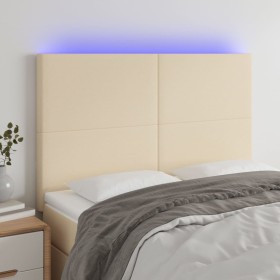 Kopfteil mit LED-Leuchten, cremefarbener Stoff, 144 x 5 x 118/128 cm von vidaXL, Kopf- und Fußteile - Ref: Foro24-3122147, Pr...