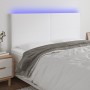 Kopfteil mit LED-Leuchten aus weißem Kunstleder, 180 x 5 x 118/128 cm von vidaXL, Kopf- und Fußteile - Ref: Foro24-3122247, P...