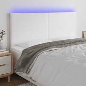 Cabecero con luces LED cuero sintético blanco 180x5x118/128 cm de vidaXL, Cabeceros y pies de cama - Ref: Foro24-3122247, Pre...