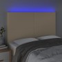 Headboard with LED lights cream fabric 144x5x118/128 cm by vidaXL, Headboards and footboards - Ref: Foro24-3122147, Price: 11...