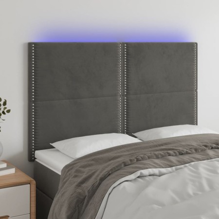 Headboard with LED lights dark gray velvet 144x5x118/128 cm by vidaXL, Headboards and footboards - Ref: Foro24-3122333, Price...